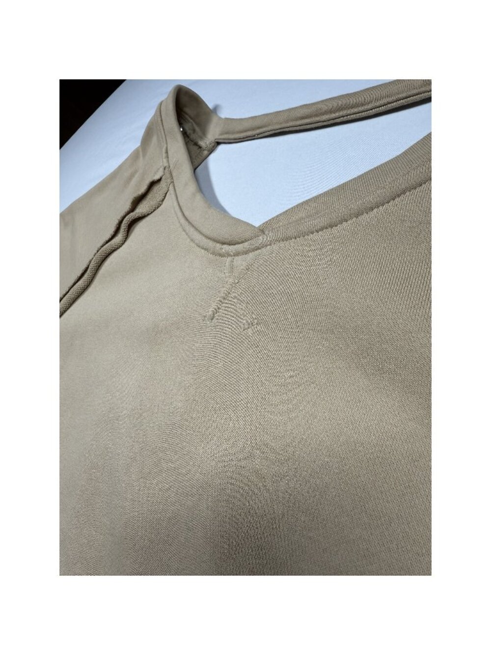 POL TKT622 Criss Cross Open Back French Terry Sweatshirt Tan L - Picture 5 of 13